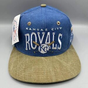 Vintage Kansas City Royals Hat Men Blue Brown Signatures Snap Back Cap New